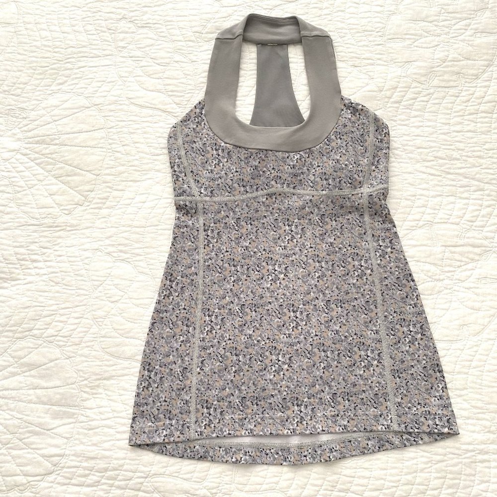 lululemon Gray Floral scoop vintage Tank Top